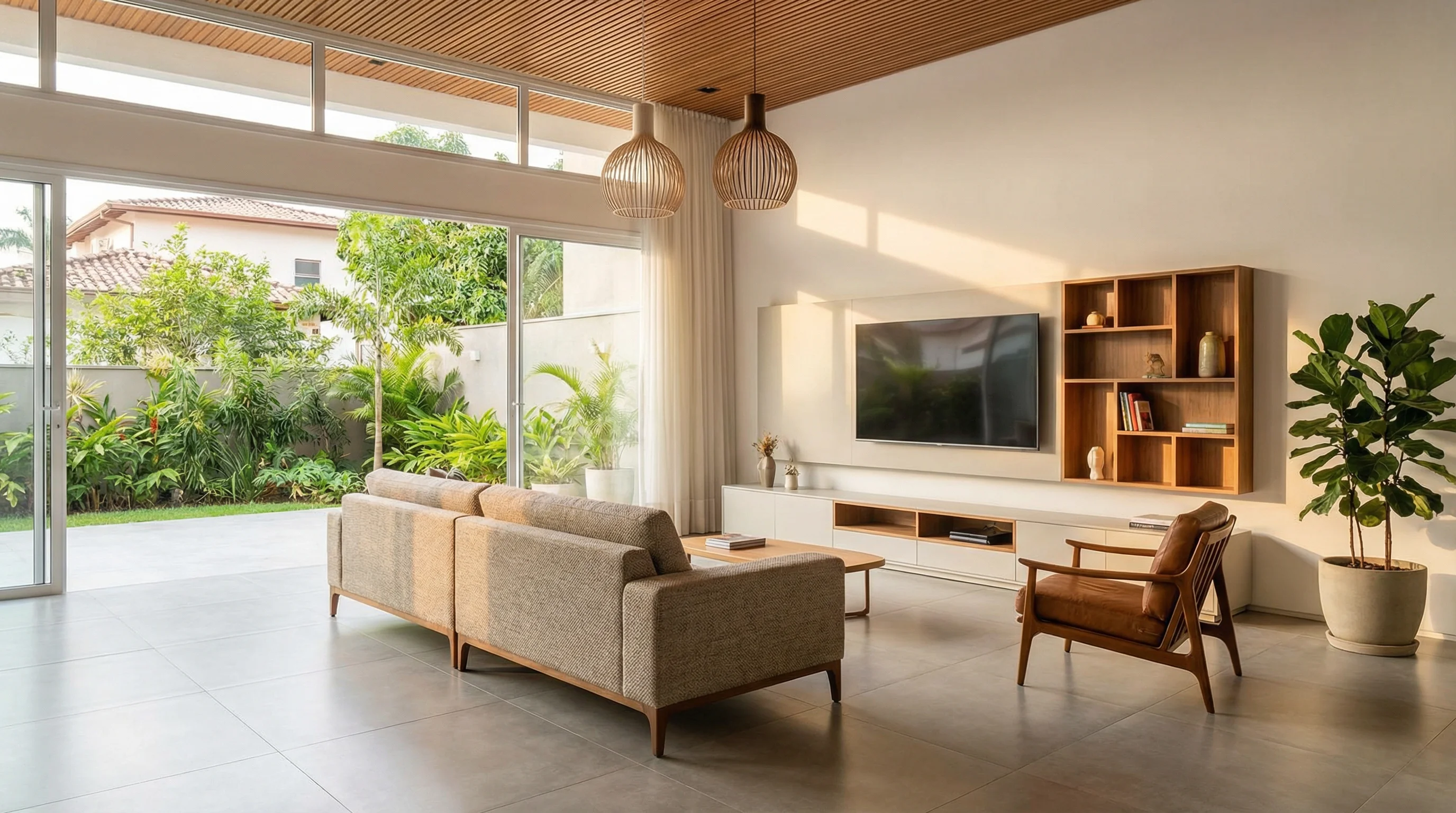 Interior de casa moderna renovada em Florianópolis